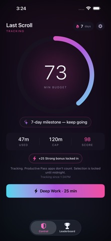 Last Scroll interface — actual App Store screenshot