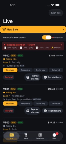 LaneTab Venue interface — actual App Store screenshot